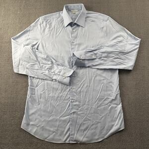 Suit Supply Shirt Adult Size 43L 17L Blue Button Up Traveller Long Sleeve Luxury